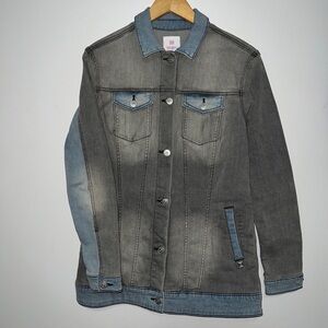 LuLaRoe Women's Color Block Denim Jean Jacket Gray Blue Size Medium